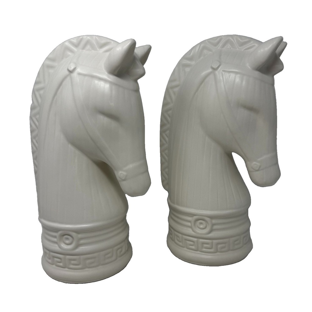 Jonathon Adler Large Horse Head Table Decor White Pair New